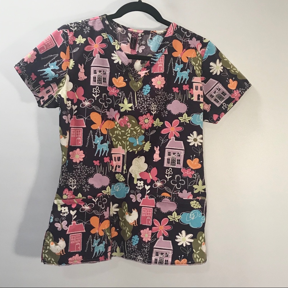 Scrub Works woodland animals scene  size S